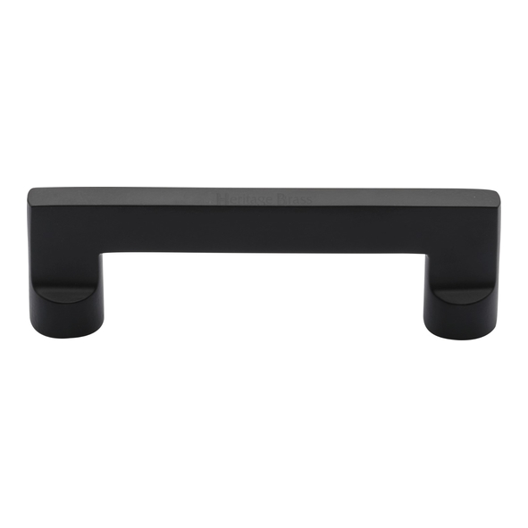 C0345 96-BKMT • 096 x 115 x 35mm • Matt Black • Heritage Brass Trident Cabinet Pull Handle